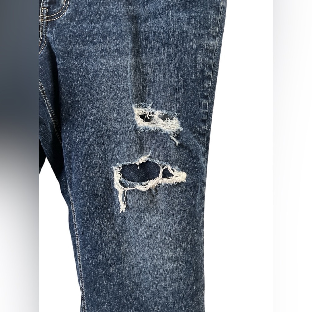 Maurice’s dark wash mid rise distressed jeans - Picture 3 of 5